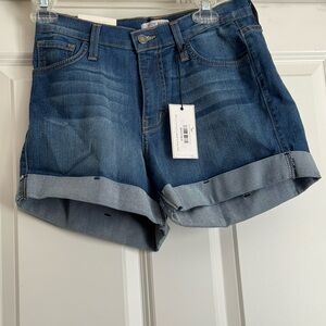 New Judy Blue Small Cuffed Hem Medium Wash High Waist Denim Jean Shorts 18163